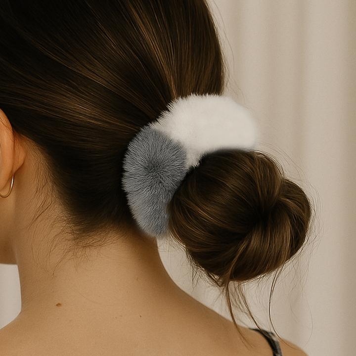 Image du produit Avizar Scrunchie Weicher Bicolor Minky Flausch Pixie & Dixie (Élastiques à cheveux)