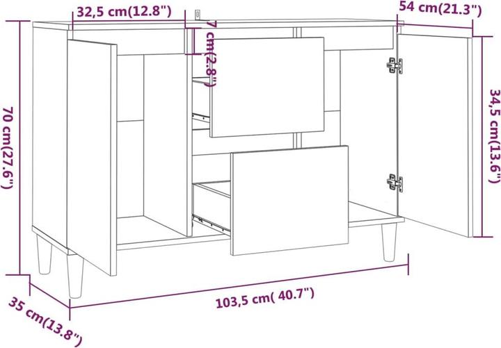Image du produit vidaXL Sideboard (103.50 x 103.50 x 70 cm)