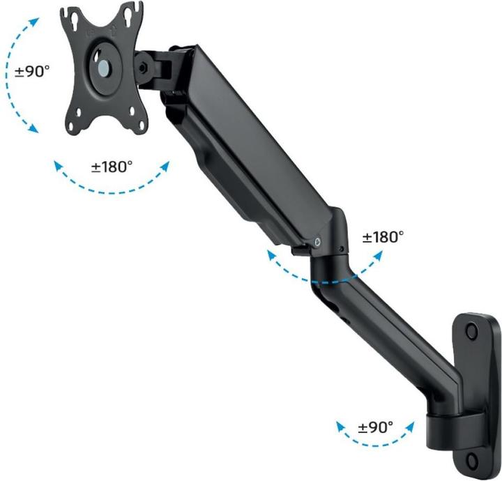 Image du produit Techly Support mural pivotant pour 1 écran 17-32" avec vérin à gaz (Mur, 32", 9 kg)