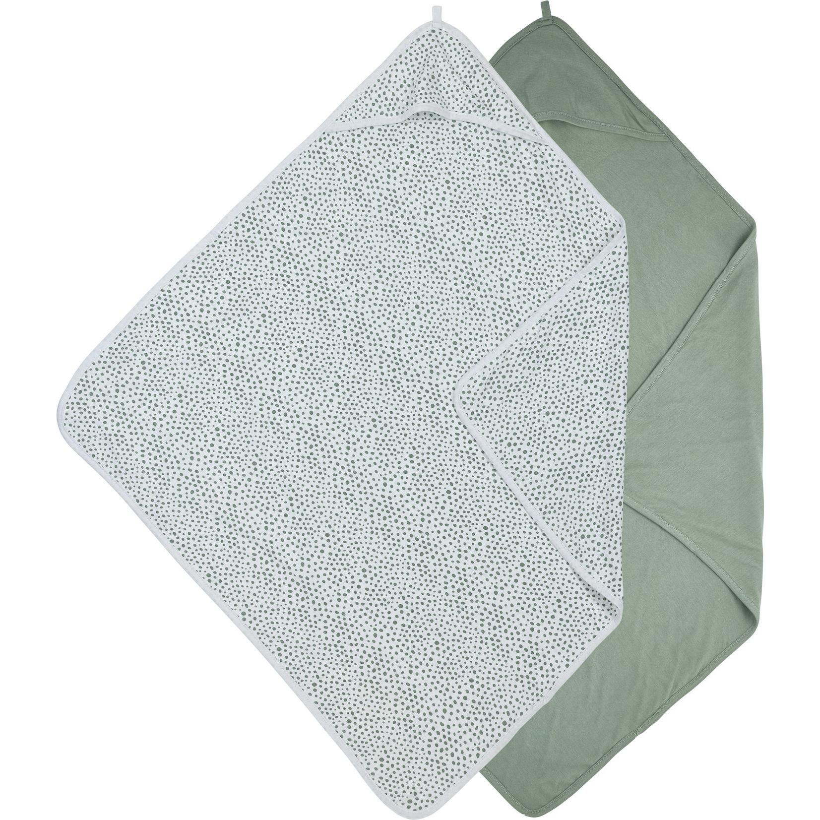Meyco, Babybadetuch, Kaputzentuch 2-pack Basic jersey Cheetah forest green