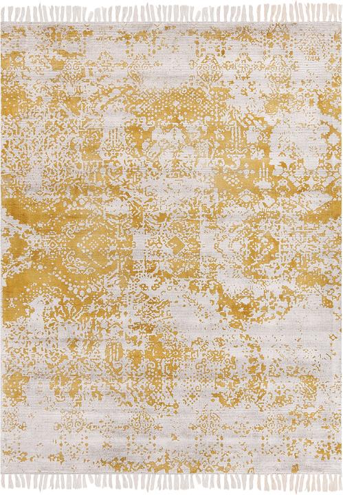 Image du produit Beliani Tapis en viscose jaune moutarde / beige 160 x 230 cm motif oriental poils courts BOYALI (160 x 230 cm)