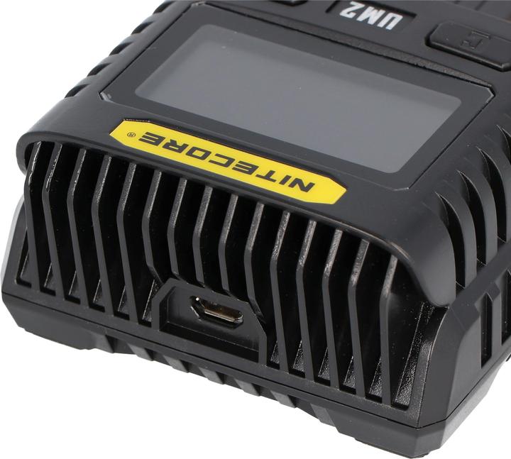 Actual product image Nitecore UM2 USB charger (1 pcs., 14500, 16340, 18650, 26650, Chargers without battery)