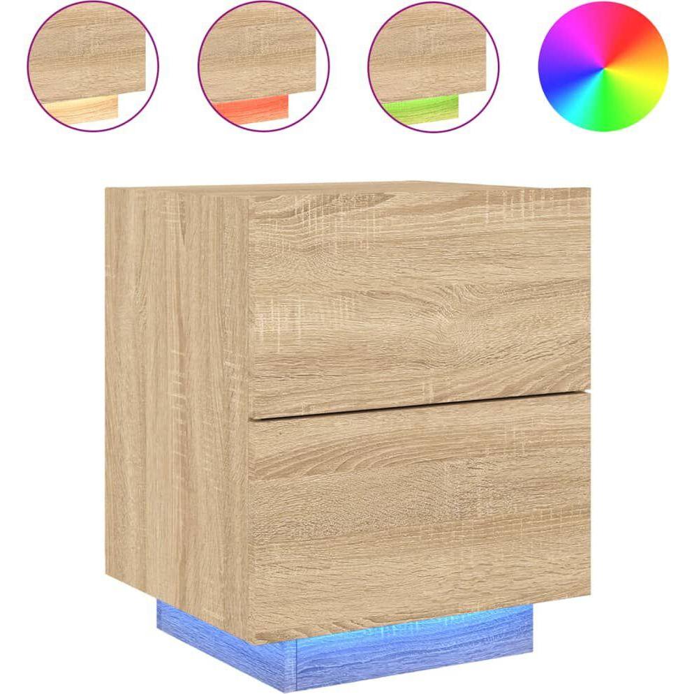 VidaXL, Nachttisch, Nachttisch mit LED-Leuchten (45 x 40 x 55 cm)