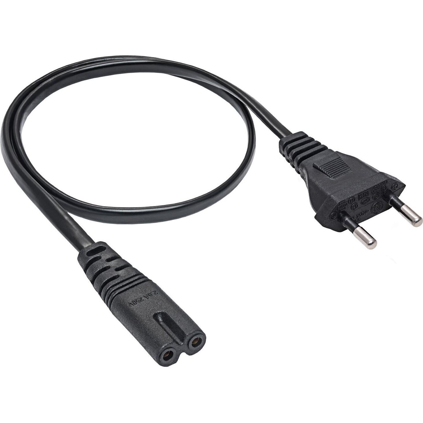 Fuj Tek Cavo di alimentazione CEE 7/16 - C7, nero, 1 m (1 m), Cavo di alimentazione