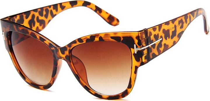 Actual product image Techsuit - Sunglasses (9778) - for Women with PC Frame and Lens, Cat Eye - Leopard / Brown