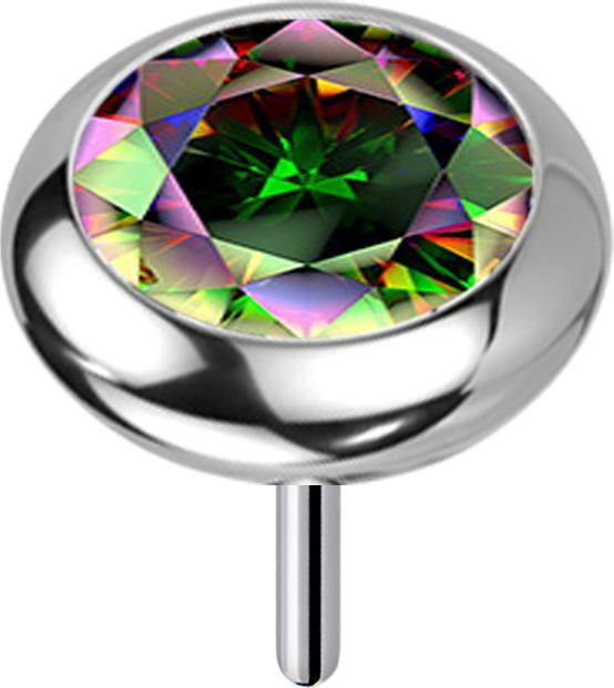 Actual product image Star Piercing Threadless silver disc rounded crystal dark multicolor (Titanium, without brass)