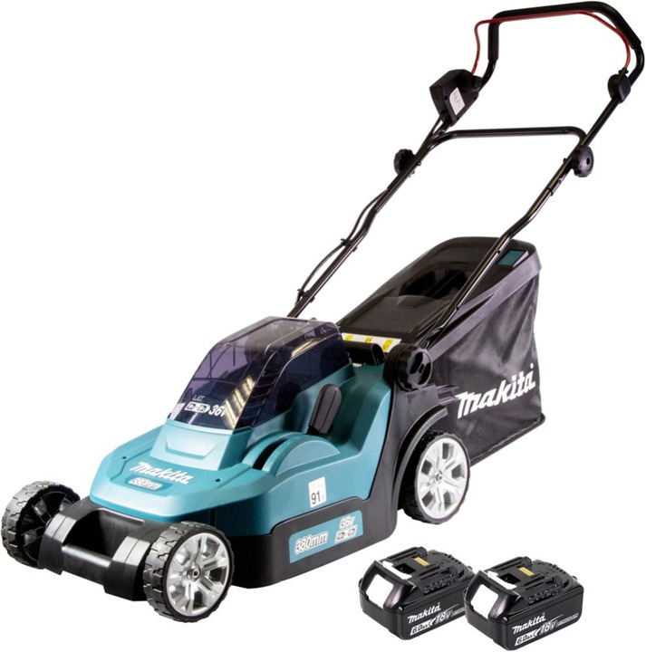 Actual product image Makita DLM 382 G2 battery lawn mower 36 V ( 2x 18 V ) 38 cm 40 l + 2x battery 6.0 Ah - without charger (Rechargeable battery operated)