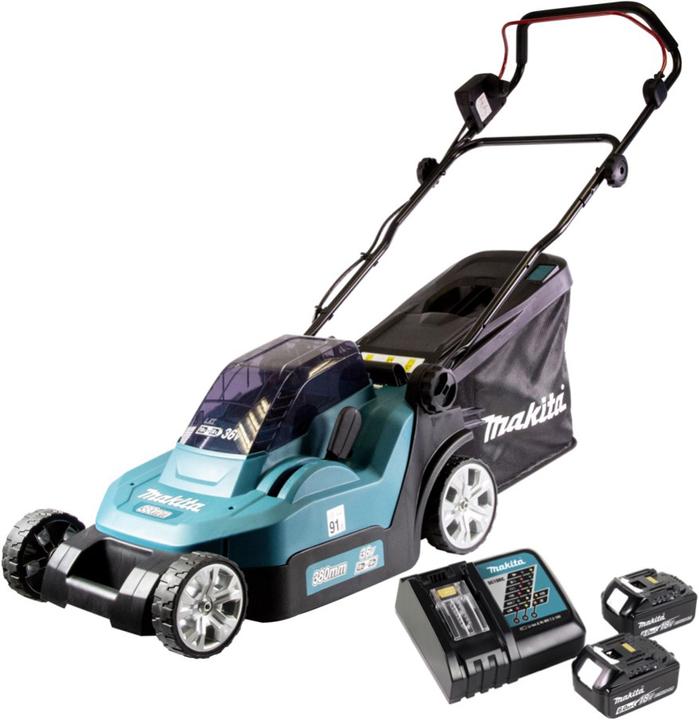 Produktbild Makita DLM 382 RG2 Akku Rasenmäher 36 V ( 2x 18 V ) 38 cm 40 l + 2x Akku 6,0 Ah + Ladegerät (Akkubetrieb)