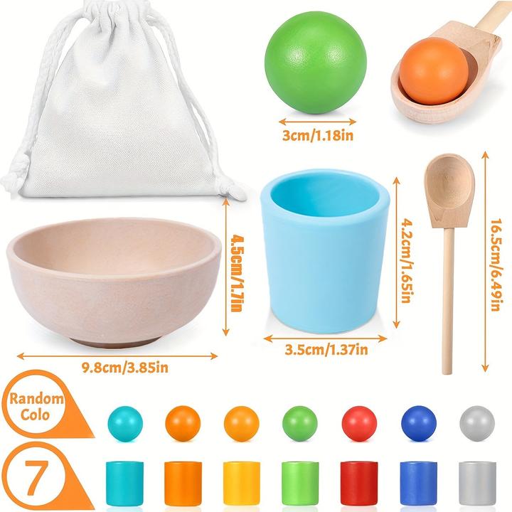 Immagine prodotto Activity Board Palla arcobaleno in legno per abbinare i colori, gioco di ordinamento, abbinamento dei colori e