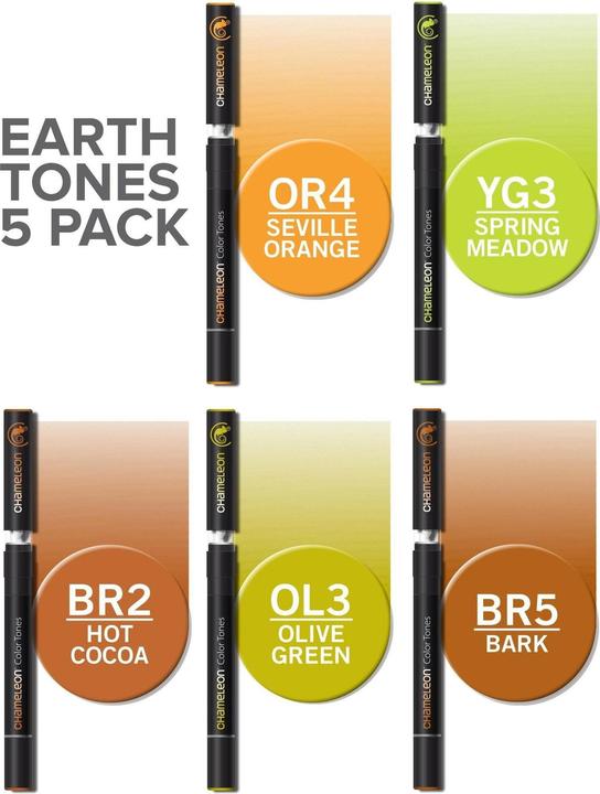 Produktbild Chameleon Aquarellfarbstifte Brushpens Erdtöne, 5 Stück (5x)