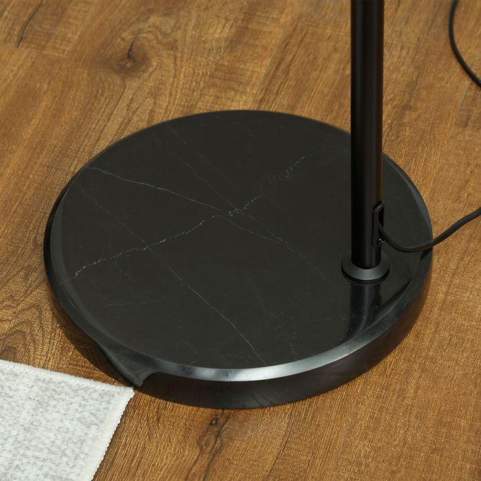 Actual product image Swisshandel24 Stehlampe mit Hanfseil-Schirm, höhenverstellbar, Fussschalter, Metall, Schwarz (E27)