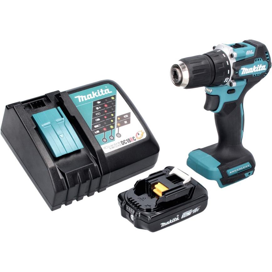 Thumbnail - Makita, Bohrmaschine + Akkuschrauber, DDF 487 RA1 Akku Bohrschrauber 18 V 40 Nm Brushless + 1x Akku 2,0 Ah + Ladegerät (...