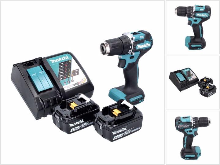 Actual product image Makita DDF 487 RF cordless drill driver 18 V 40 Nm Brushless + 2x battery 3.0 Ah + charger (Rechargeable battery operated)