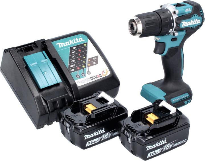 Actual product image Makita DDF 487 RF cordless drill driver 18 V 40 Nm Brushless + 2x battery 3.0 Ah + charger (Rechargeable battery operated)