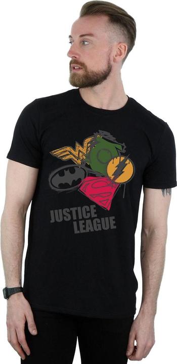 Actual product image Mens Justice League Spray Logos T-Shirt (XL)