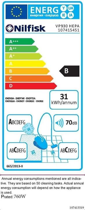 Energie-Label Nilfisk VP930 HEPA Basic (Trockensauger)
