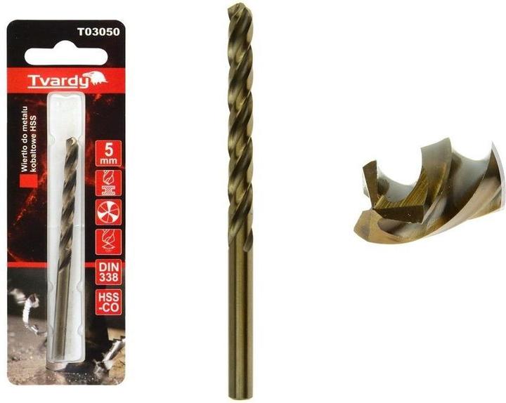 Actual product image Tvardy HSS M35 5 mm cobalt metal drill bit (5 millimetres)
