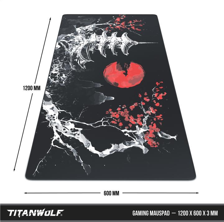 Image du produit Titanwolf Gaming Mauspad, XXXL Speed Mausmatte 1200 x 600 mm, Geschwindigkeit & Präzision, Japan Ink Black (XXL)