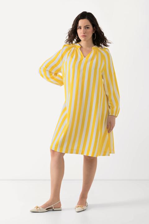 Produktbild Ulla Popken Kleid, Streifen, A-Linie, V-Ausschnitt, Langarm (54)