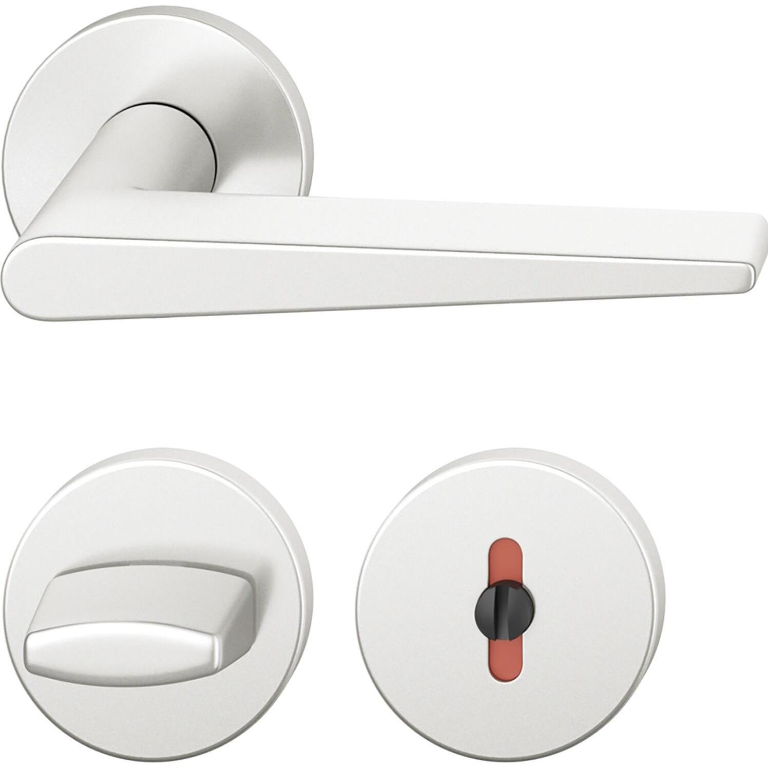 FSB, Türgriff + Fenstergriff, Drückergarnitur 12 1005 ASL auf Rosette WC DIN, Aluminium silber eloxiert (Türgarnitur)