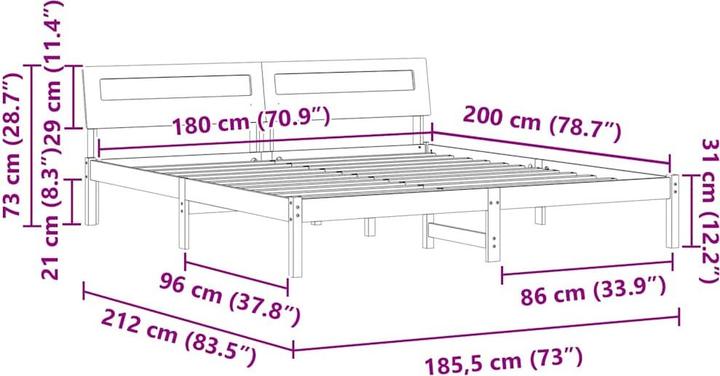 Image du produit vidaXL Plattformbettgestell (180 x 200 cm)