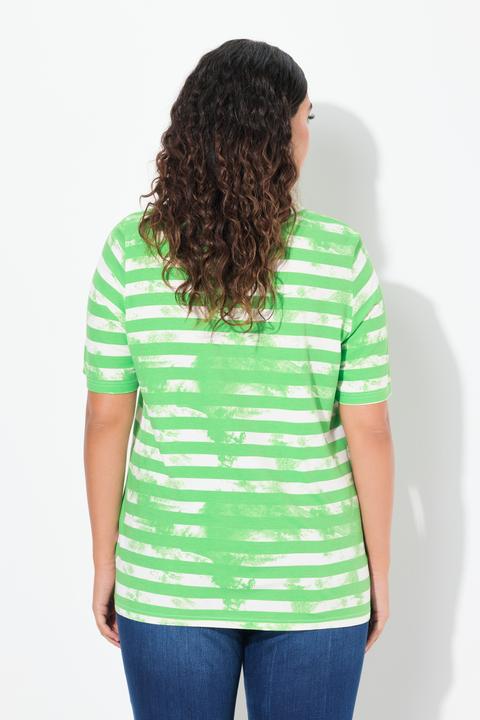 Produktbild Ulla Popken T-Shirt, Streifen, Classic, V-Ausschnitt, Halbarm (62)