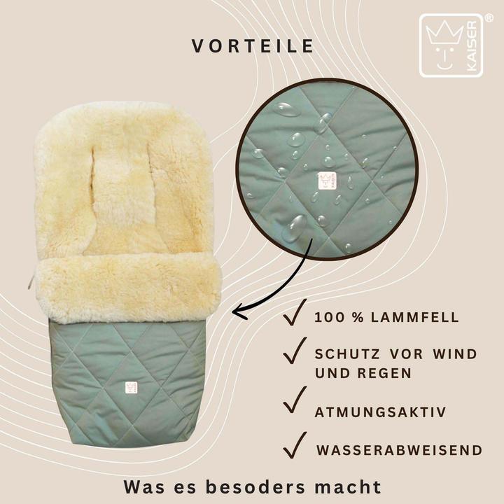 Actual product image Kaiser Baby Kaiser Lammfell Fusssack Coosy, salbei green/grey