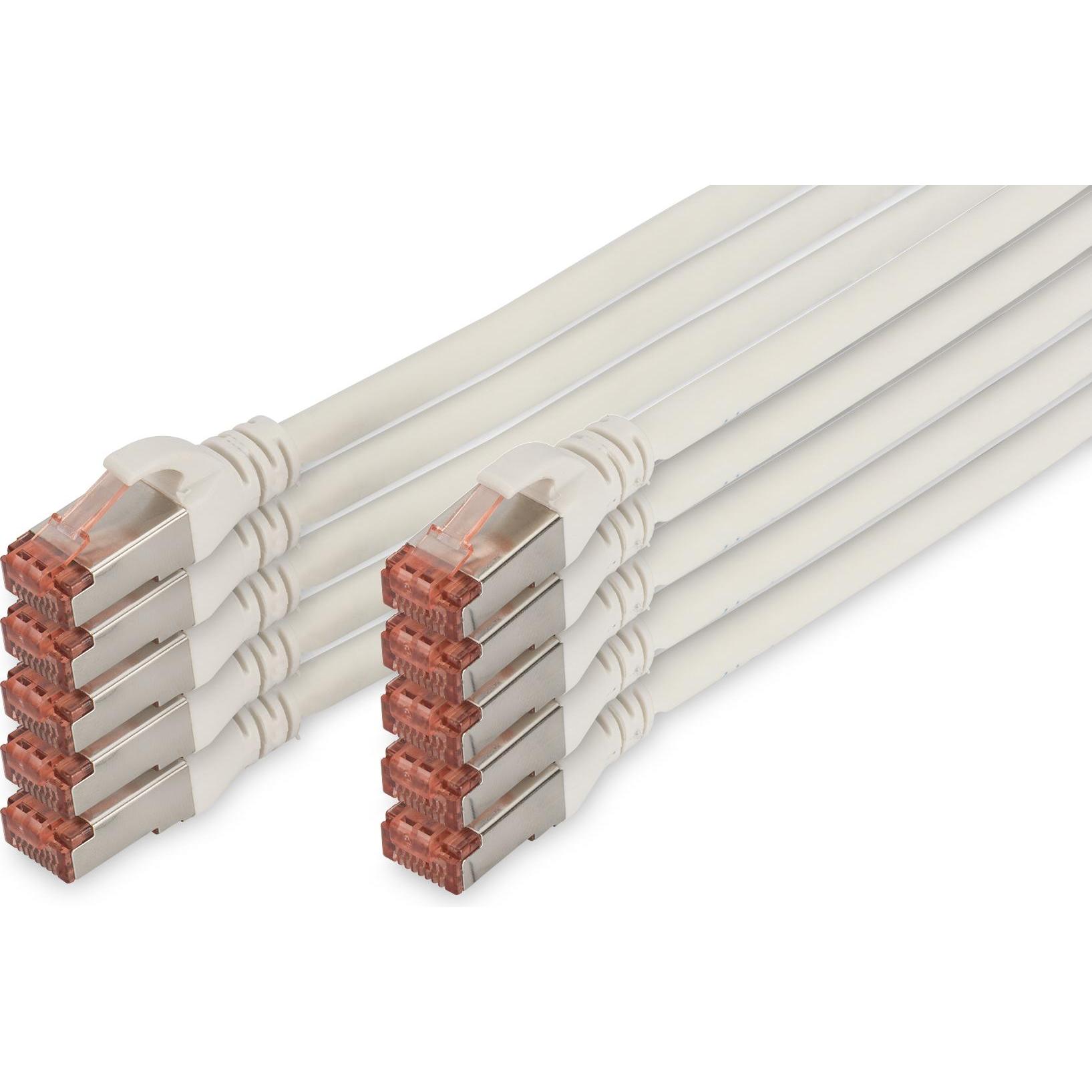 Digitus CAT 6 S-FTP Patchkabel Cu LSZH AWG 27/7 Lange 0,5 m 10 Stuck Farbe Weiss (S/FTP, CAT6, 0.50 m), Netzwerkkabel
