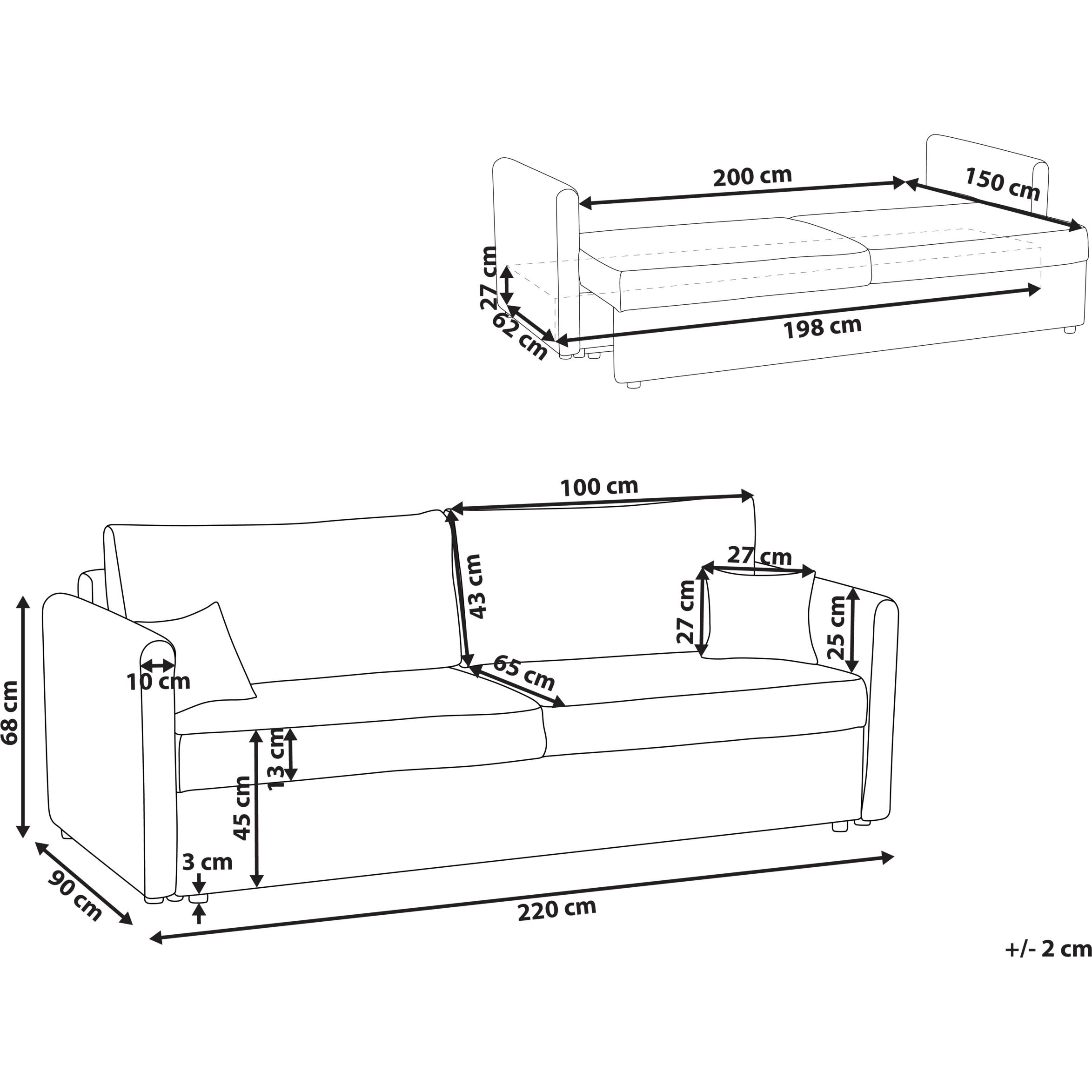 Thumbnail - Beliani, Sofa, Bleik (3-Sitzer)
