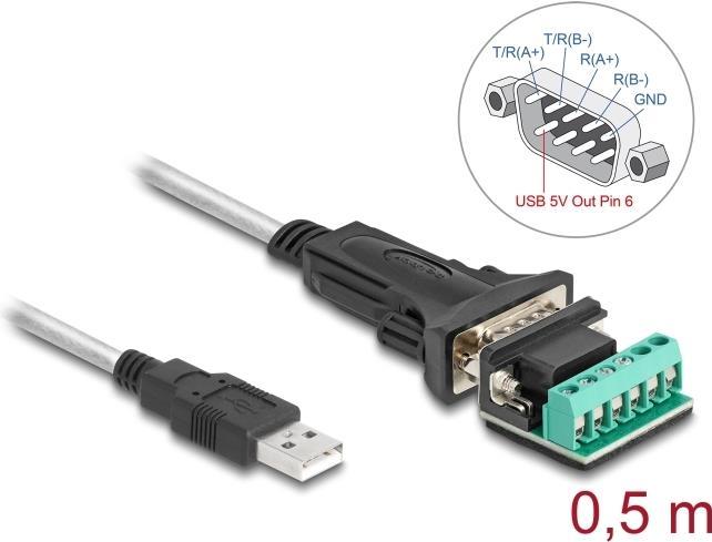 Actual product image Delock Adapter USB 2.0 Type-A to 1 x serial RS-422/485 plug (0.50 m)