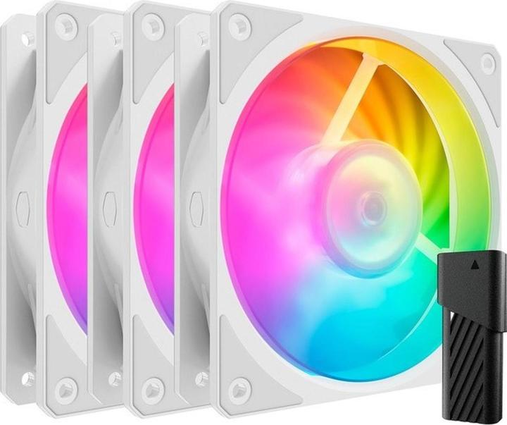 Actual product image Cooler Master CooMas Mobius 120P ARGB 3-Pack White (120 mm, 3x)