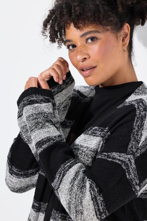 Immagine prodotto Janet & Joyce Strickjacke, extra lang, offene Form, Blockstreifen (54)