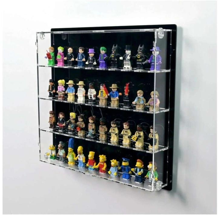 Produktbild iDisplayit Acryl-Wand-Display für 40 LEGO®-Minifiguren (Mit schwarzem Hintergrund)