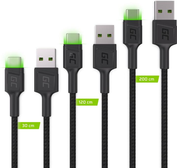 Image du produit GreenCell Set 3x GC Ray câble USB-C 30 cm (2 m, USB 3.2 Gen 2)