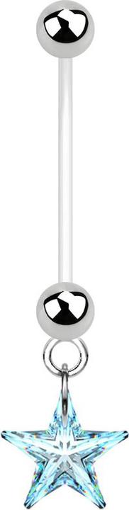 Produktbild Star Piercing Banane Schwangerschaft mit Kristallstern aqua (Kunststoff, ohne Messing, Chirurgenstahl 316L)