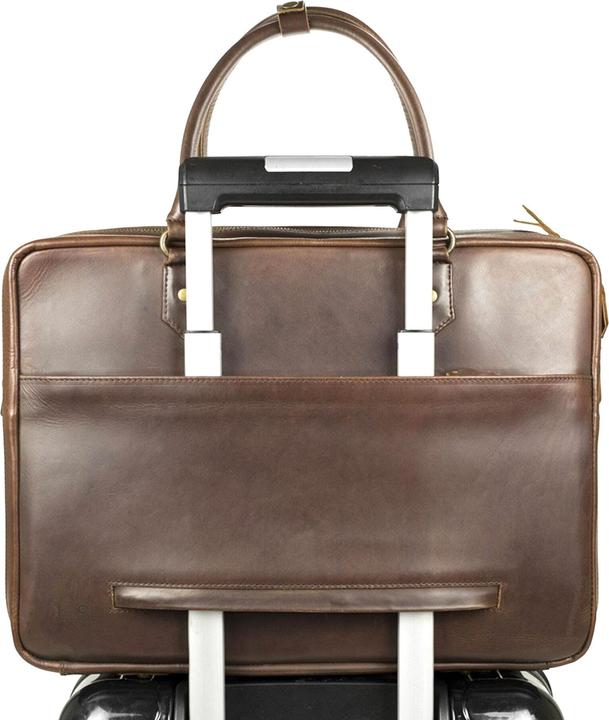 Actual product image Buckle & Seam Leather briefcase Albert Brown / inner lining Dot