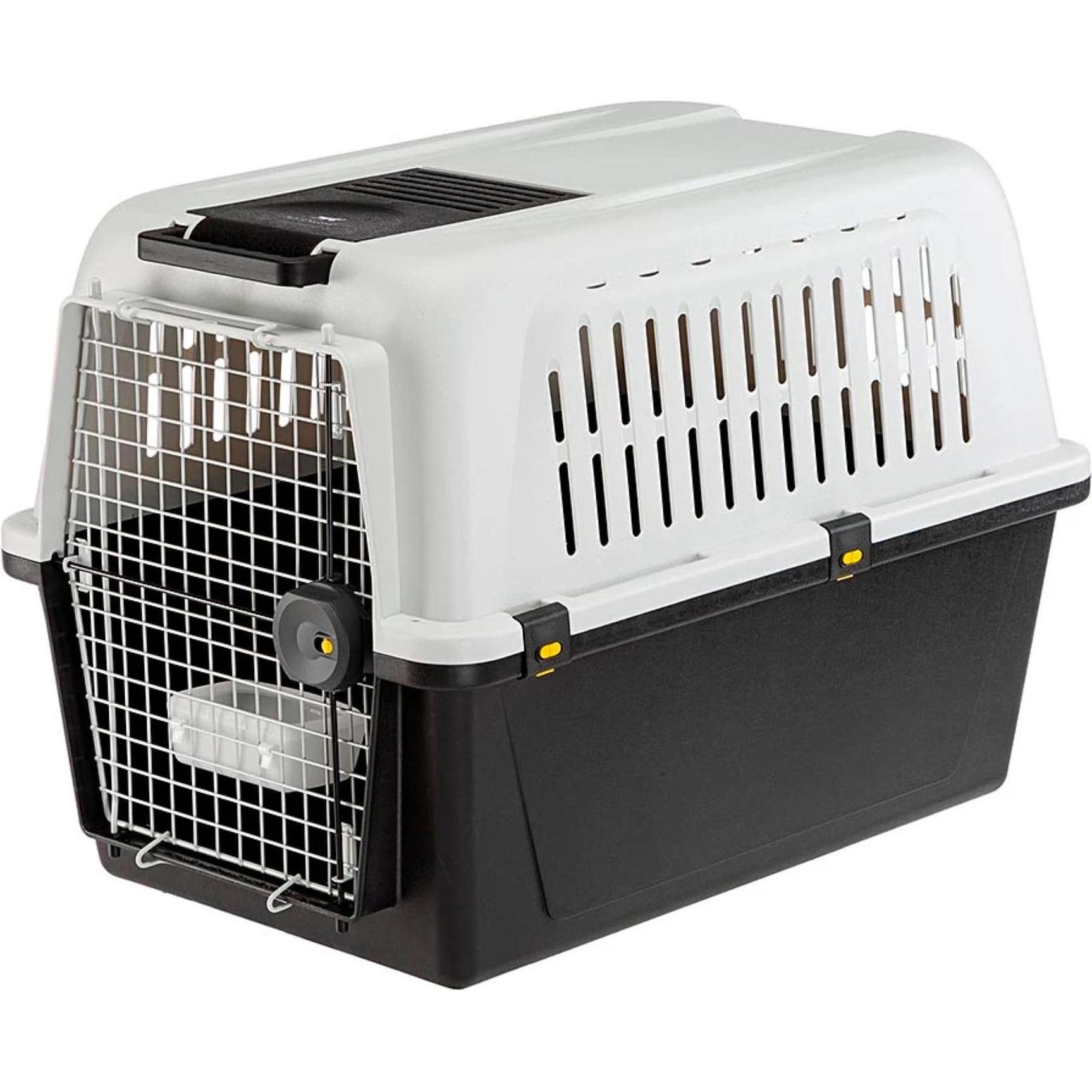Ferplast Panier de transport pour grands chiens Atlas 60 PROFESSIONAL, écuelle et accessoires inclus, verrouillage de sécurité, grilles de ventilation Gris