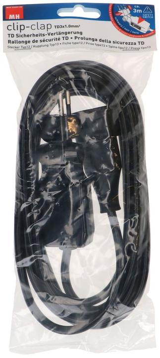 Actual product image Max Hauri Extension cable 3 m T13 - T12 clip-clap, black (3 m, Type 12)
