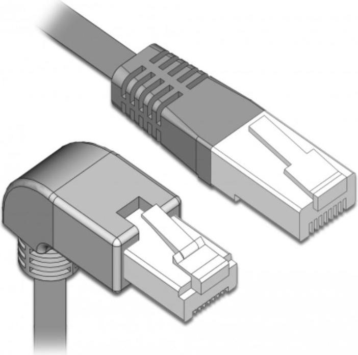 Actual product image Delock Patch cable RJ-45 (M) angled down to RJ-45 (M) straight (S/FTP, CAT6, 0.50 m)