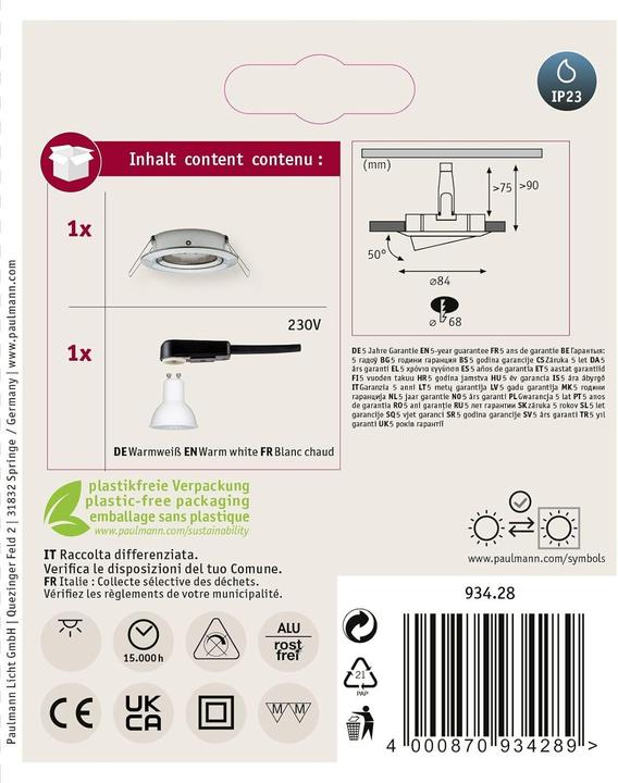 Produktbild Paulmann Einbauleuchte Nova Set (460 lm, GU10)