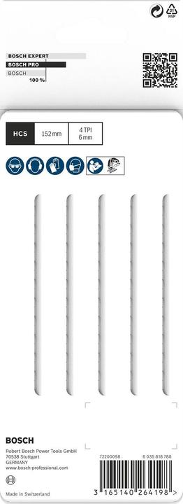 Produktbild Bosch Professional Zubehör PRO Wood precise T344DP Stichsägeblatt, 152 mm, 5-tlg.