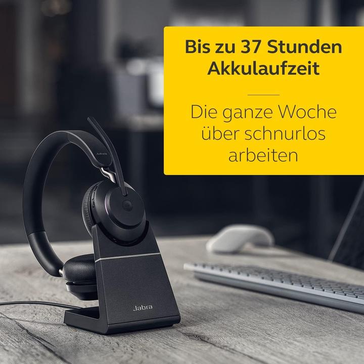 Produktbild Jabra Headset Evolve2 65 Duo UC Schwarz, USB-A, Ladestation (Kabellos, USB-A)