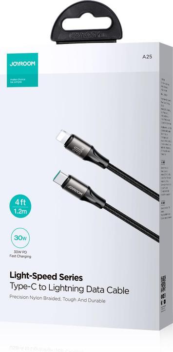 Actual product image Joyroom Cable Light-Speed USB-C to Lightning SA25-CL3, 30W, 1.2m (black) (1.20 m, 30 W)