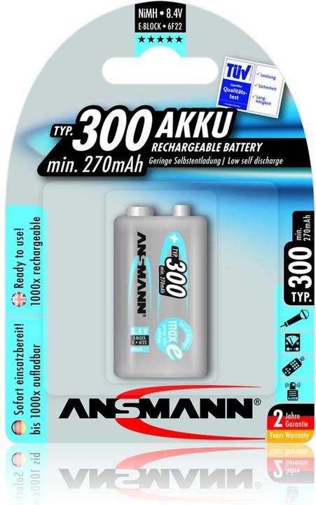 Image du produit Ansmann Bloc E (1 pcs, 9V Block, 270 mAh)