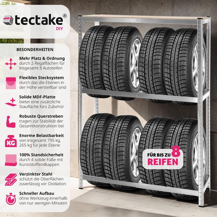 Actual product image tectake Tyre rack for up to 8 tyres