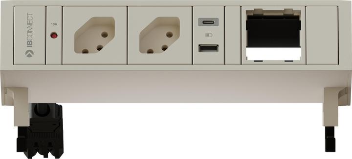 Actual product image IB Connect SUPRA power strip white 2x type 13 1x USB-A/C 1x empty module (4x, Type 13, USB-A, USB-C)