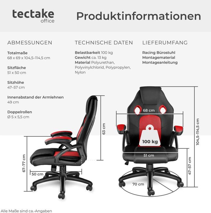 Image du produit tectake Chaise de bureau