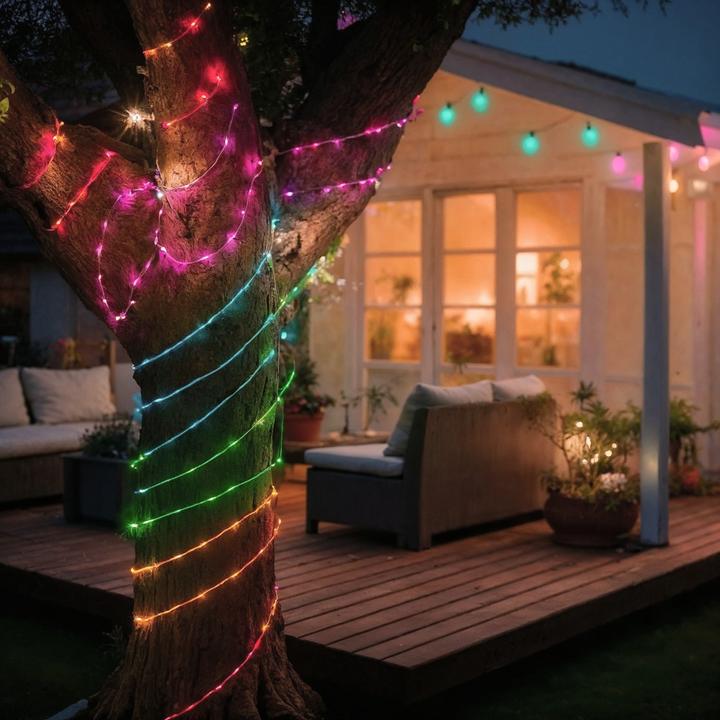 Produktbild Hama Smarte LED-Lichterkette, WLAN, Farbwechsel, dimmbar, aussen, IP44, 10m, Bunt (1 m)