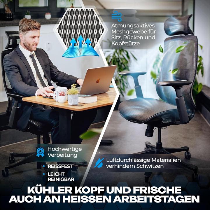 Immagine prodotto Valkenstol Ergonomischer Bürostuhl M5 mit Mesh-Sitz