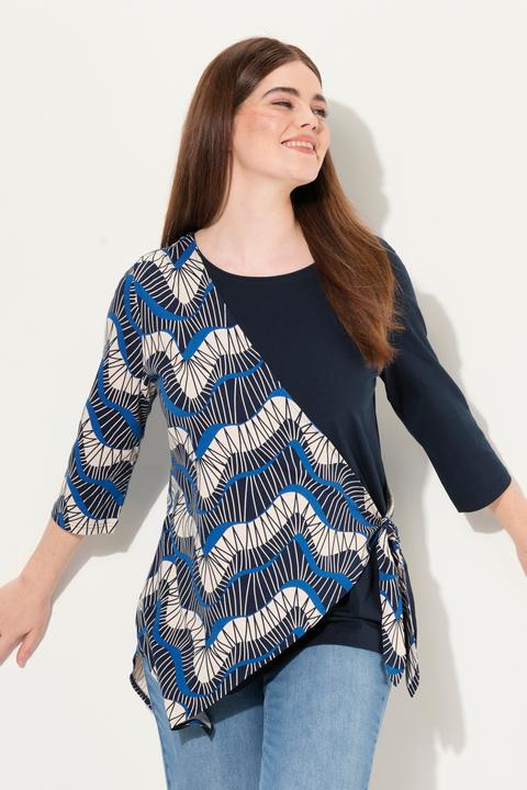 Produktbild Ulla Popken T-Shirt, Wickeloptik, Rundhals, 3/4-Arm (50, 52)
